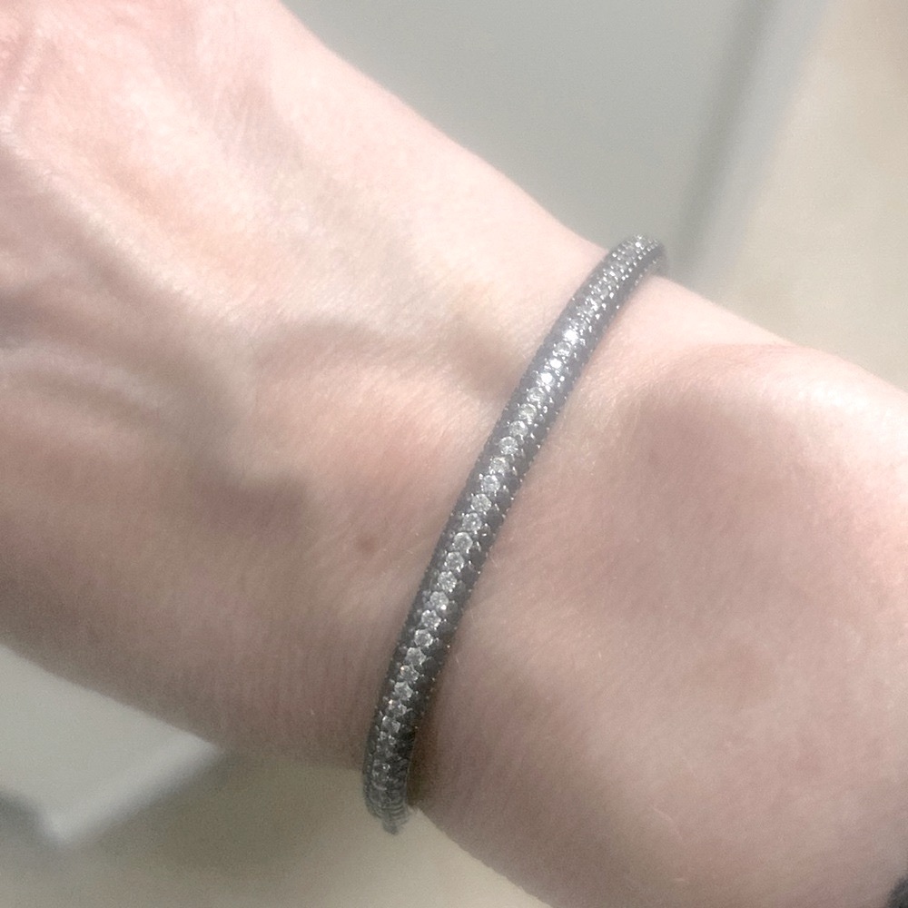 Blackened Silver CZ Bangle